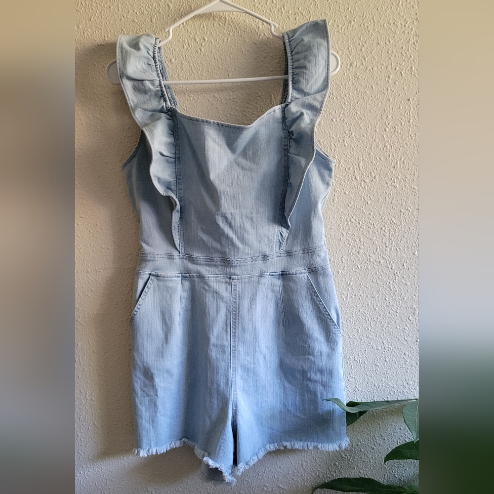 Fashion Nova Blue Ruffled Jumpsuit
